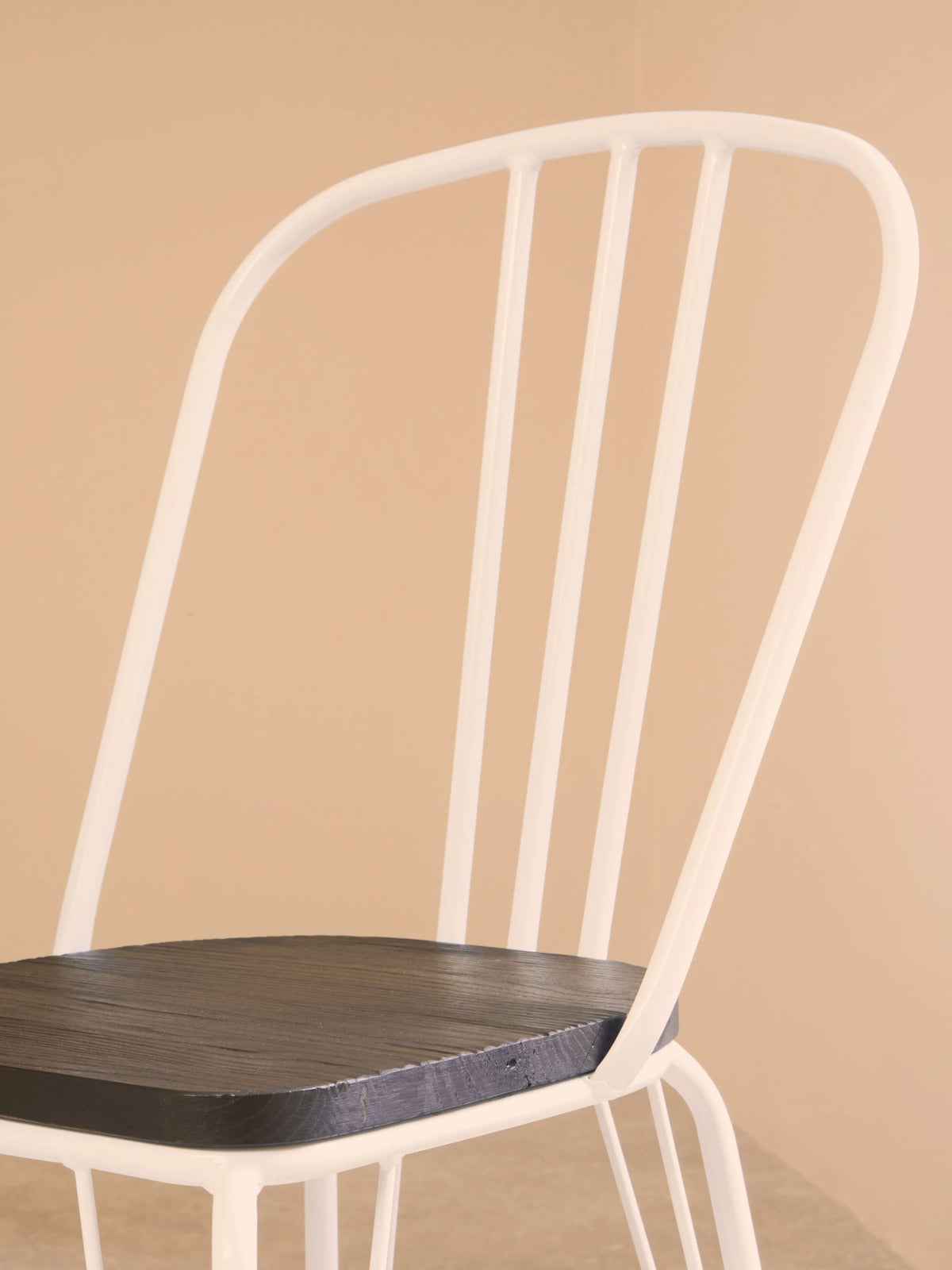 Madison White Metal Frame with Elm Wood Dining Chair