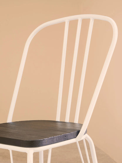 Madison White Metal Frame with Elm Wood Dining Chair