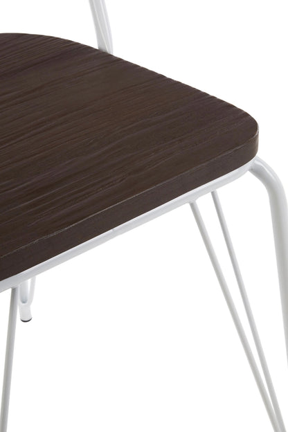 Madison White Metal Frame with Elm Wood Dining Chair