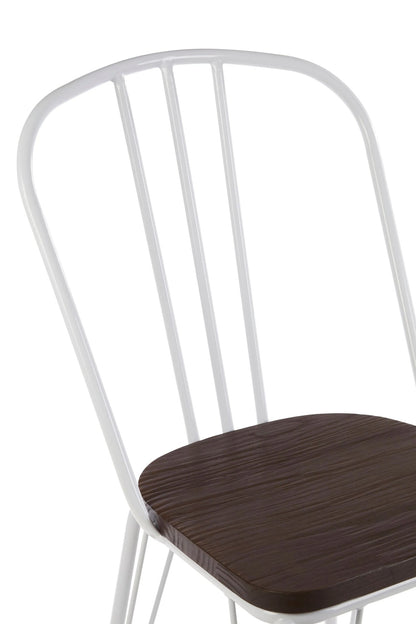 Madison White Metal Frame with Elm Wood Dining Chair