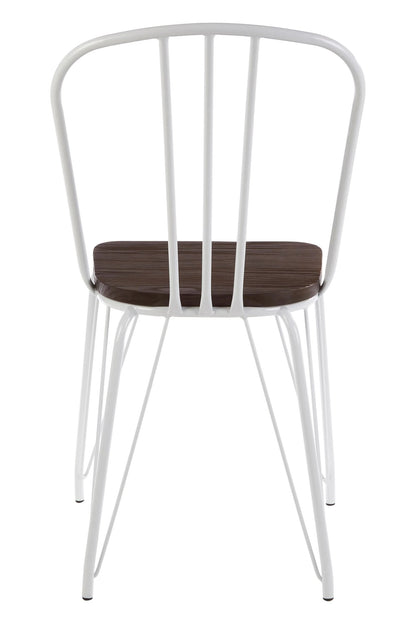 Madison White Metal Frame with Elm Wood Dining Chair