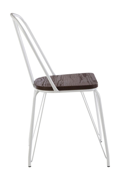 Madison White Metal Frame with Elm Wood Dining Chair
