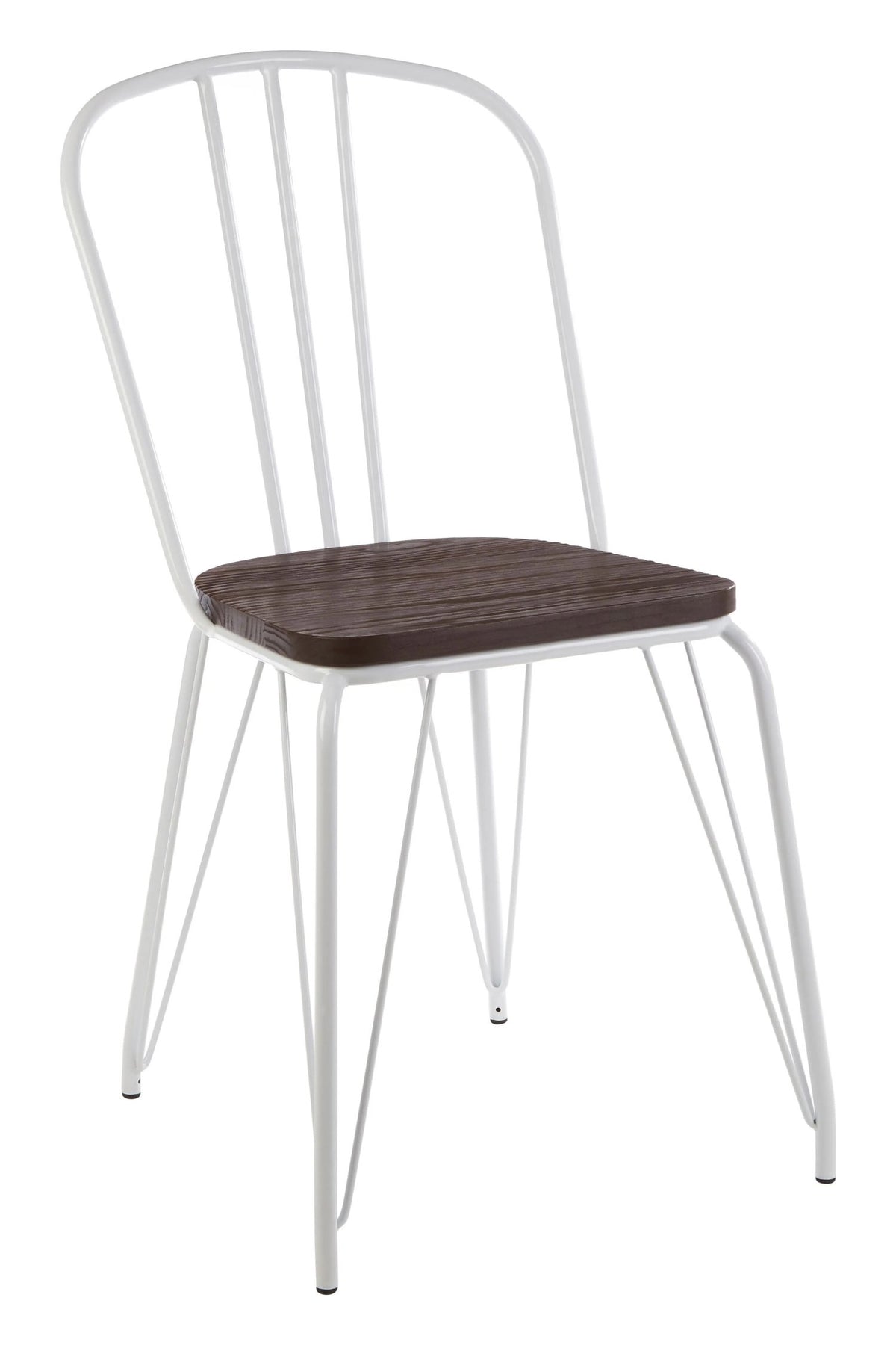 Madison White Metal Frame with Elm Wood Dining Chair