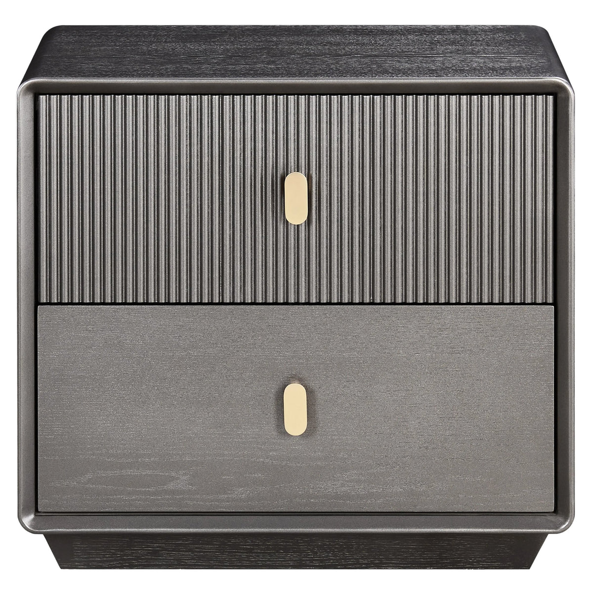 Rye Wood Veneer Two Drawer Bedside Table 
