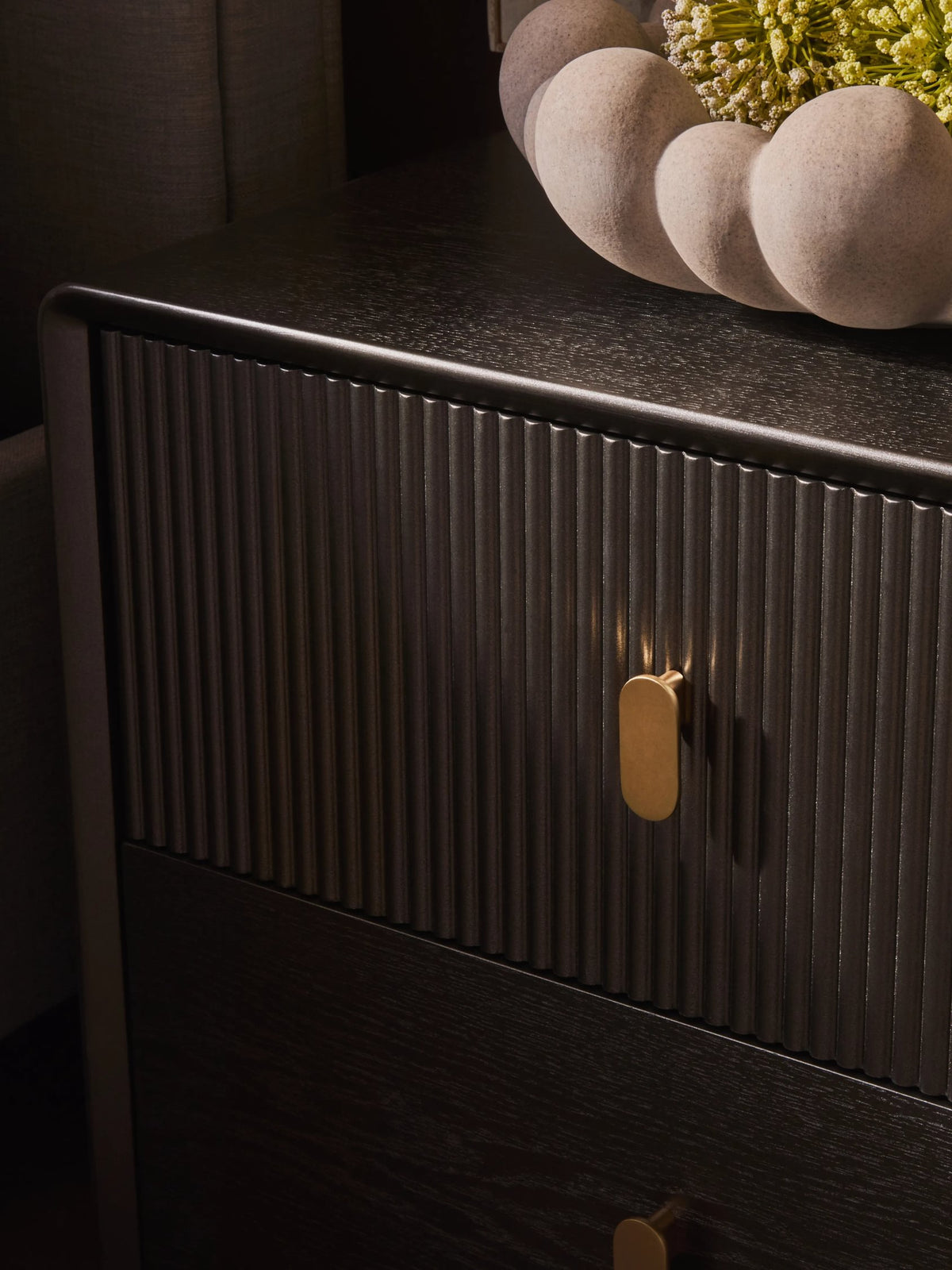 Rye Wood Veneer Two Drawer Bedside Table 