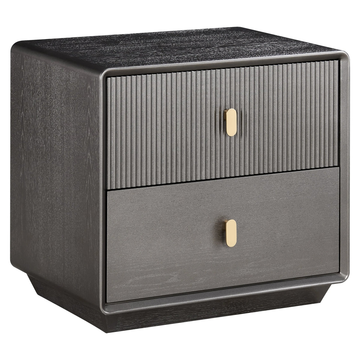 Rye Wood Veneer Two Drawer Bedside Table 