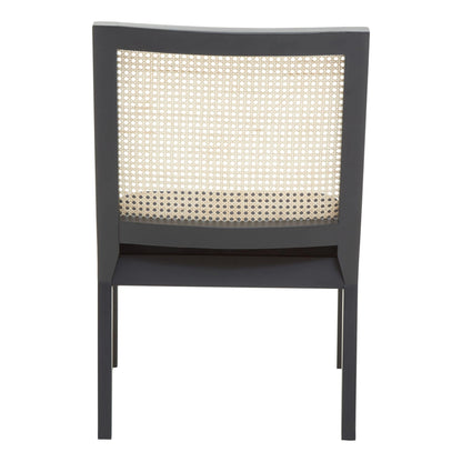 Hudson Black Velvet and Natural Rattan Chair