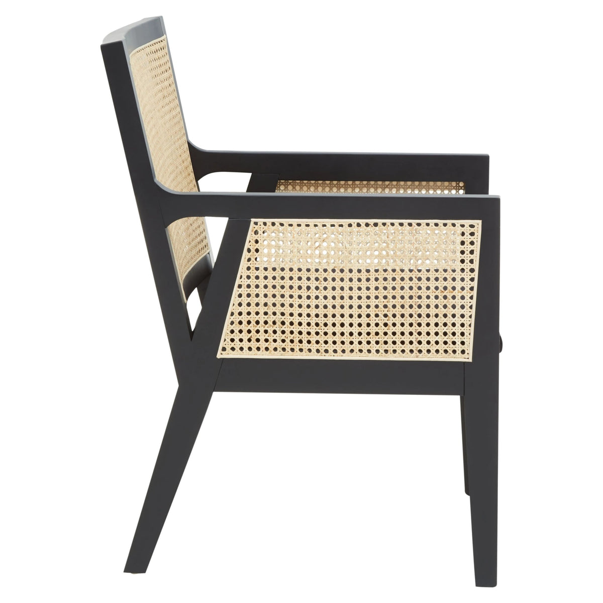 Hudson Black Velvet and Natural Rattan Chair