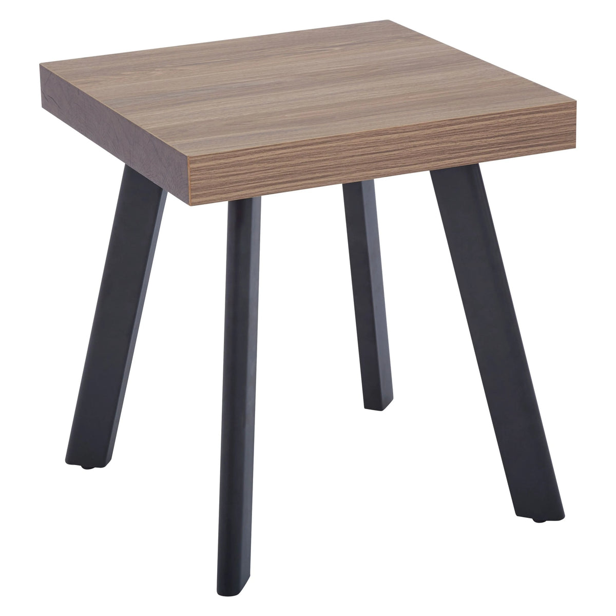 Hampton Wood Veneer Side Table with Black Metal Legs