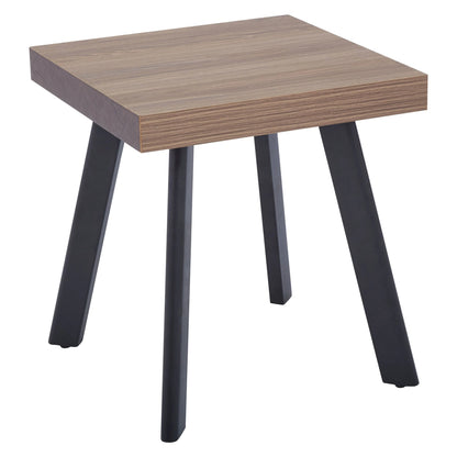Hampton Wood Veneer Side Table with Black Metal Legs