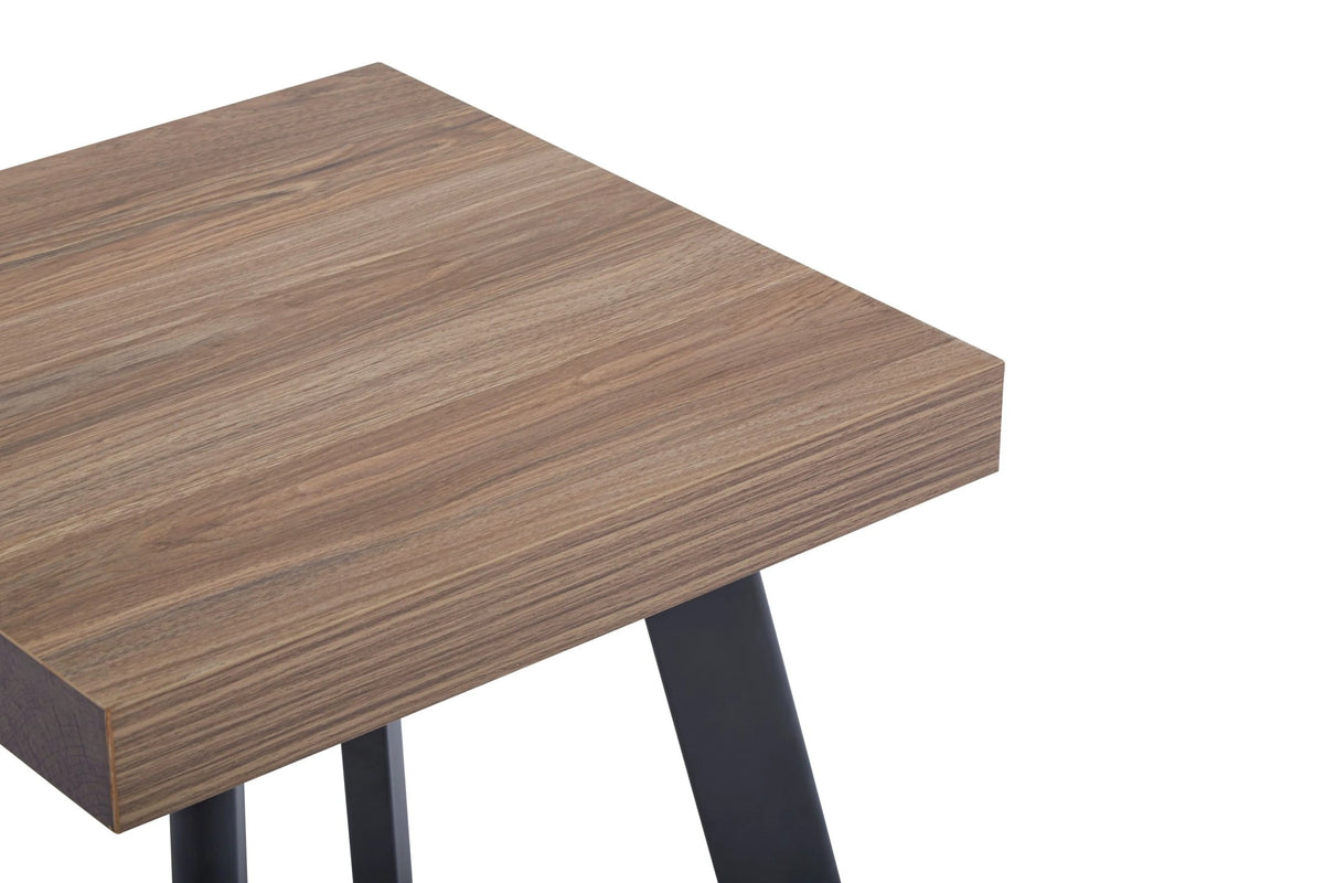 Hampton Wood Veneer Side Table with Black Metal Legs