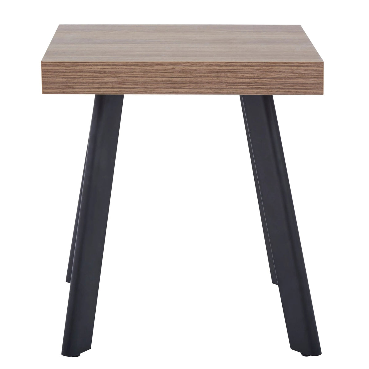 Hampton Wood Veneer Side Table with Black Metal Legs