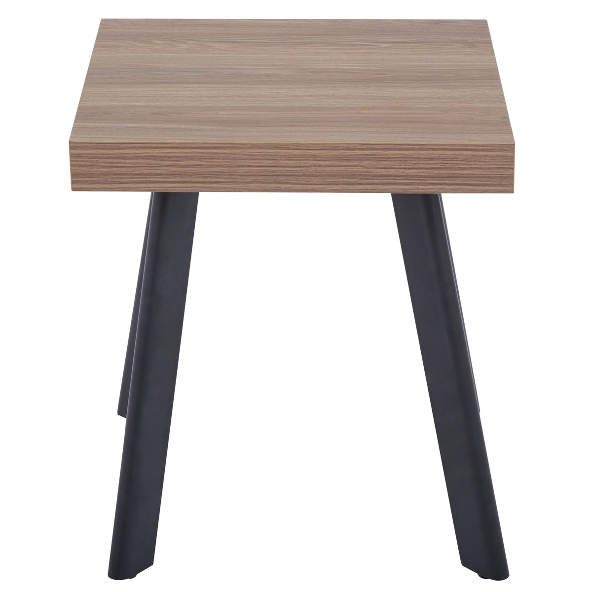 Hampton Wood Veneer Side Table with Black Metal Legs