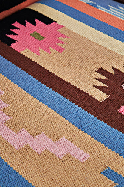 Granada Multi Colour Kilim Style Fabric Chair with Mango Wood Legs
