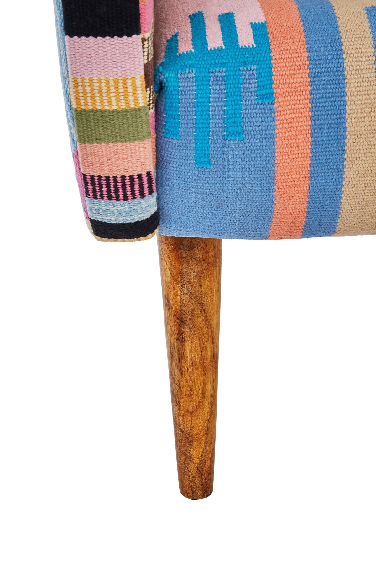 Granada Multi Colour Kilim Style Fabric Chair with Mango Wood Legs