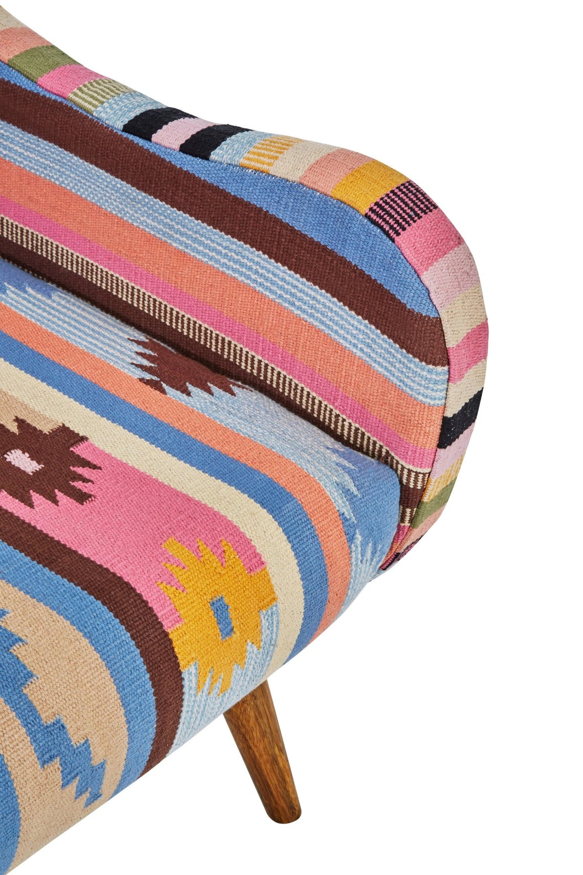 Granada Multi Colour Kilim Style Fabric Chair with Mango Wood Legs