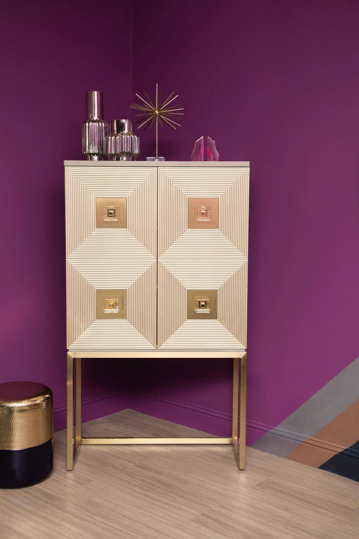 Truro Grey and Champagne Finish Cabinet