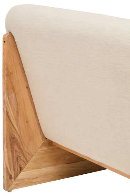Notting Cream Linen Textured 2 Seater Armless Sofa with Wood Base