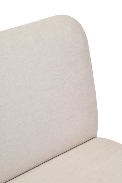 Notting Cream Linen Textured 2 Seater Armless Sofa with Wood Base
