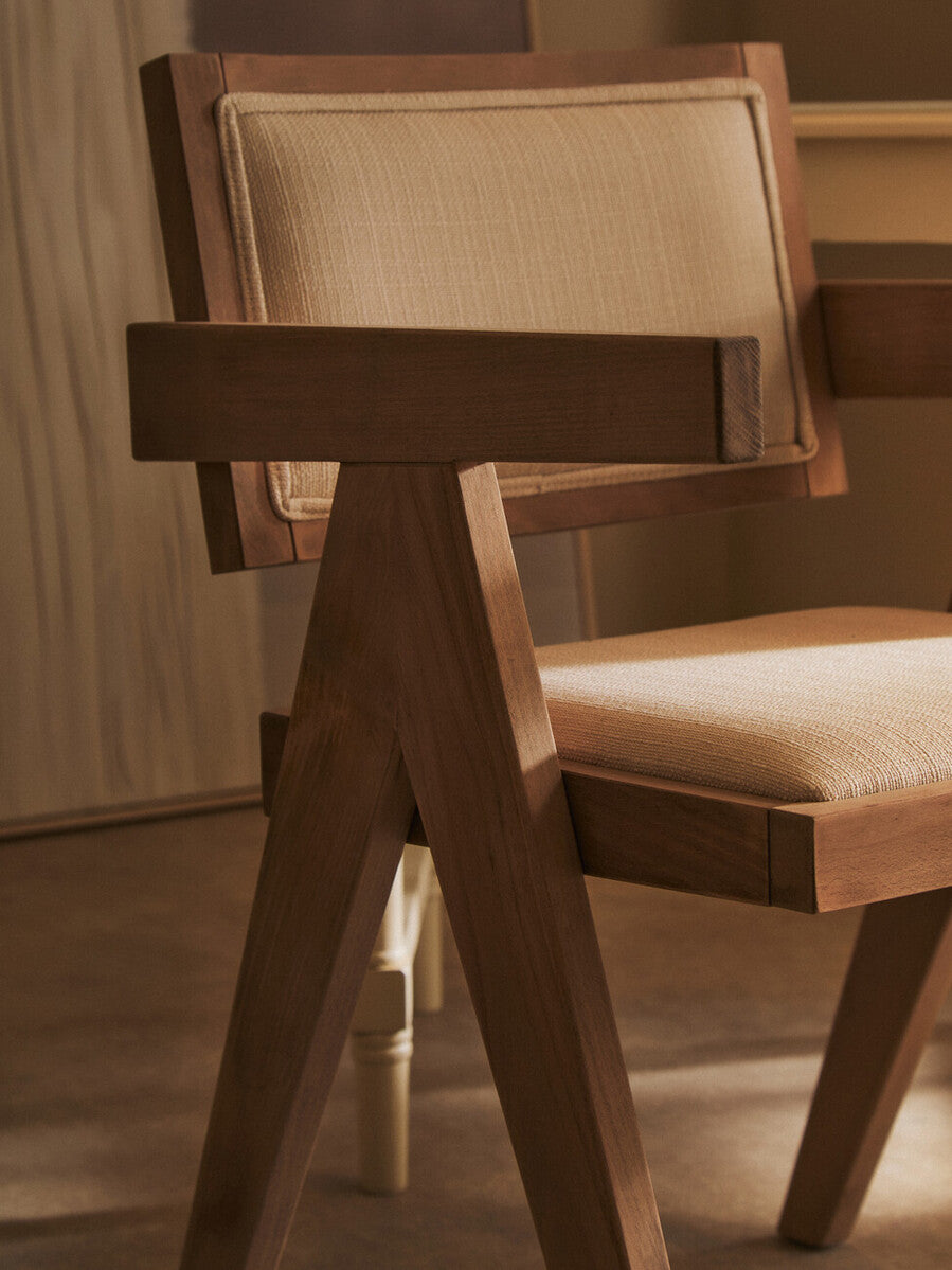 Stirling Ivory Fabric and Grey Wash Beech Wood Dining Chair