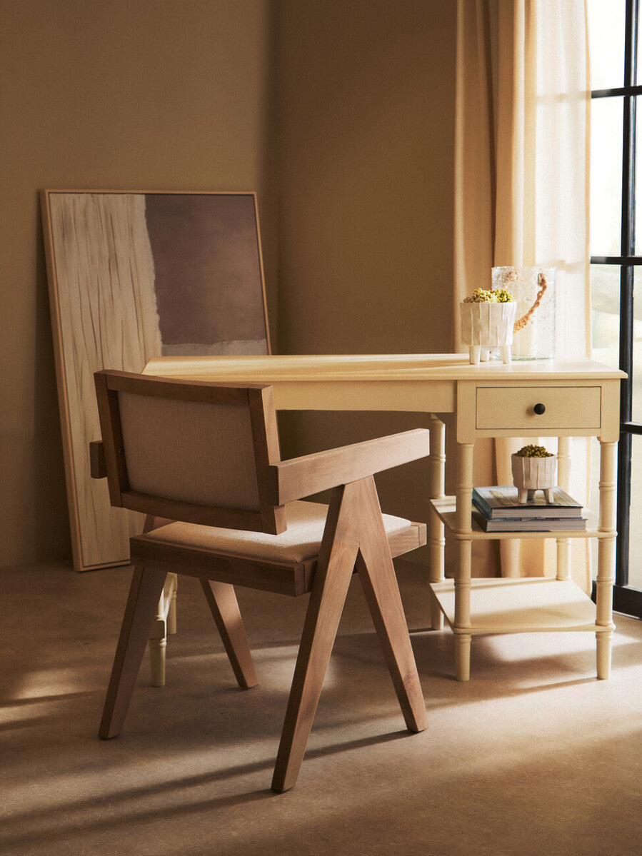 Stirling Ivory Fabric and Grey Wash Beech Wood Dining Chair