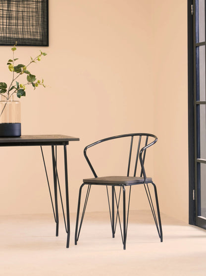 Madison Black Metal and Elm Wood Armchair