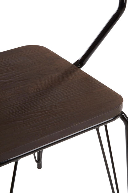 Madison Black Metal and Elm Wood Armchair