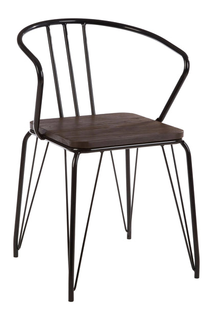 Madison Black Metal and Elm Wood Armchair