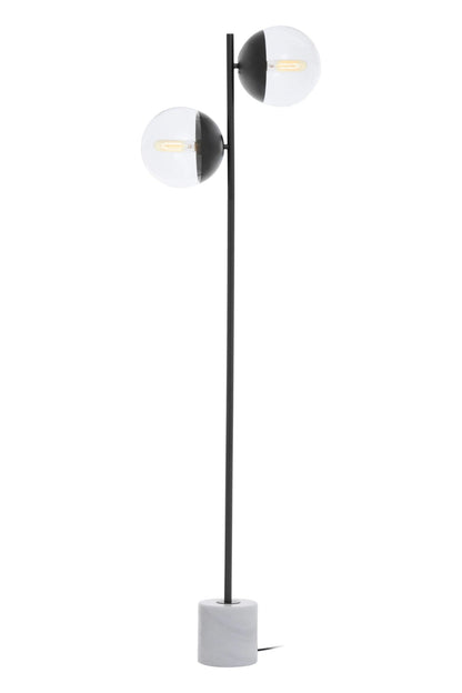 Siena Two Light Black Floor Lamp with Marble Base