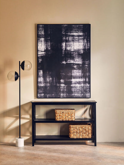 Siena Two Light Black Floor Lamp with Marble Base
