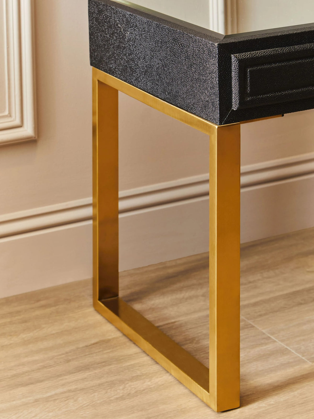 Laguna 1 Drawer Black Shagreen Effect Side Table