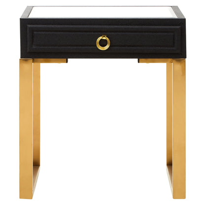 Laguna 1 Drawer Black Shagreen Effect Side Table