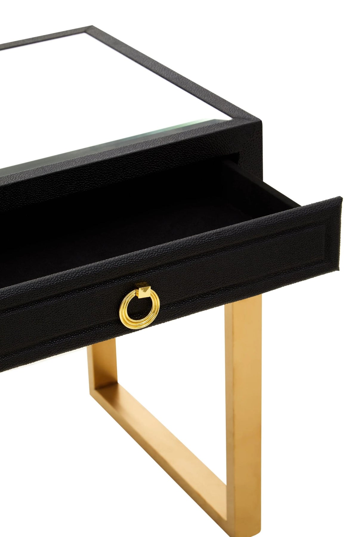 Laguna 1 Drawer Black Shagreen Effect Side Table