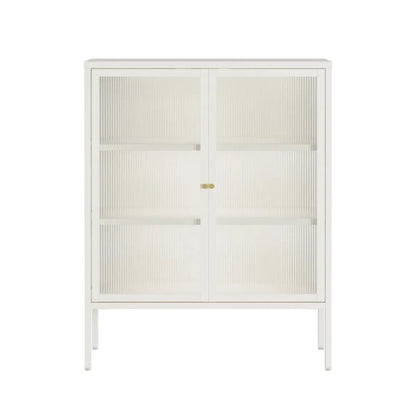 Ashford Metal and Fluted Glass Door Cabinet 