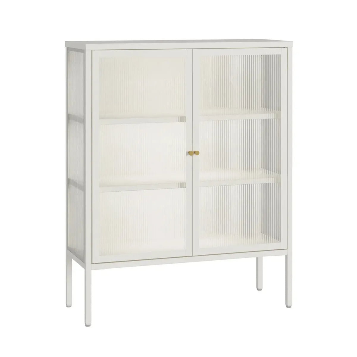 Ashford Metal and Fluted Glass Door Cabinet 