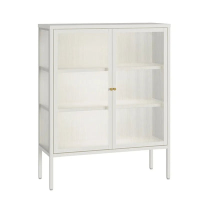 Ashford Metal and Fluted Glass Door Cabinet 