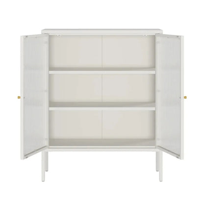 Ashford Metal and Fluted Glass Door Cabinet 