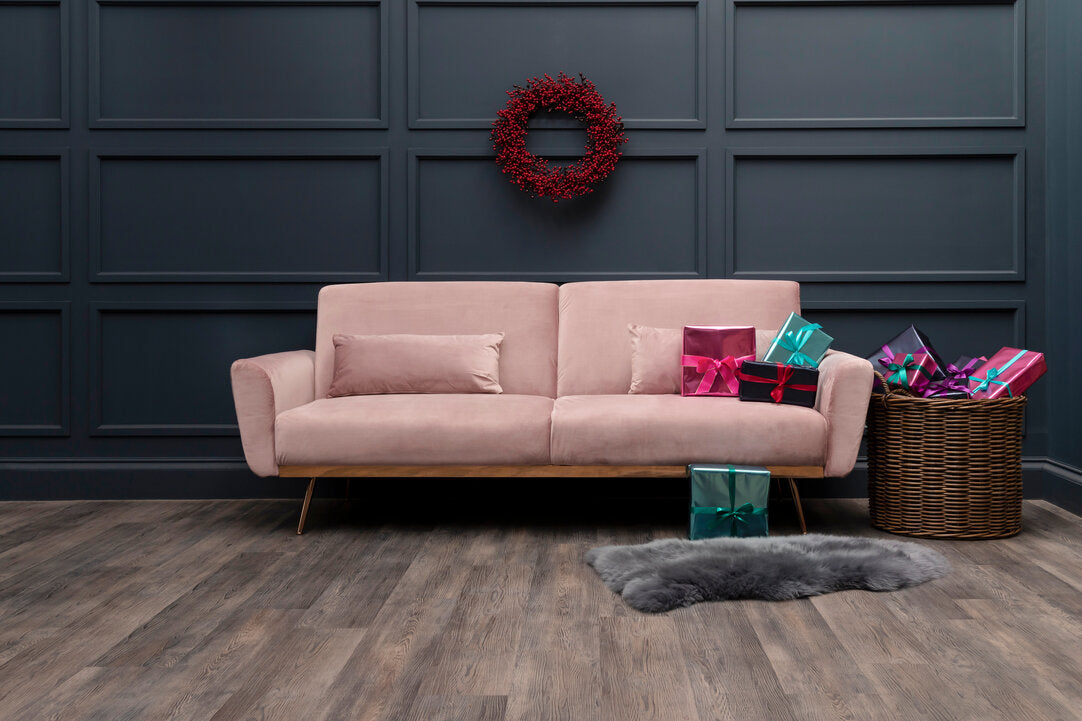 York Pink Velvet Sofa Bed