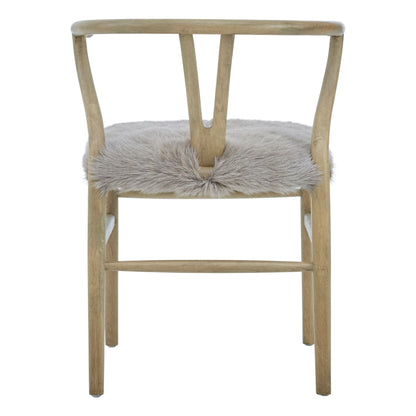 Selsey Natural Oak Wood and Grey Fur Dining Chair