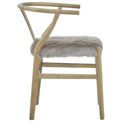 Selsey Natural Oak Wood and Grey Fur Dining Chair