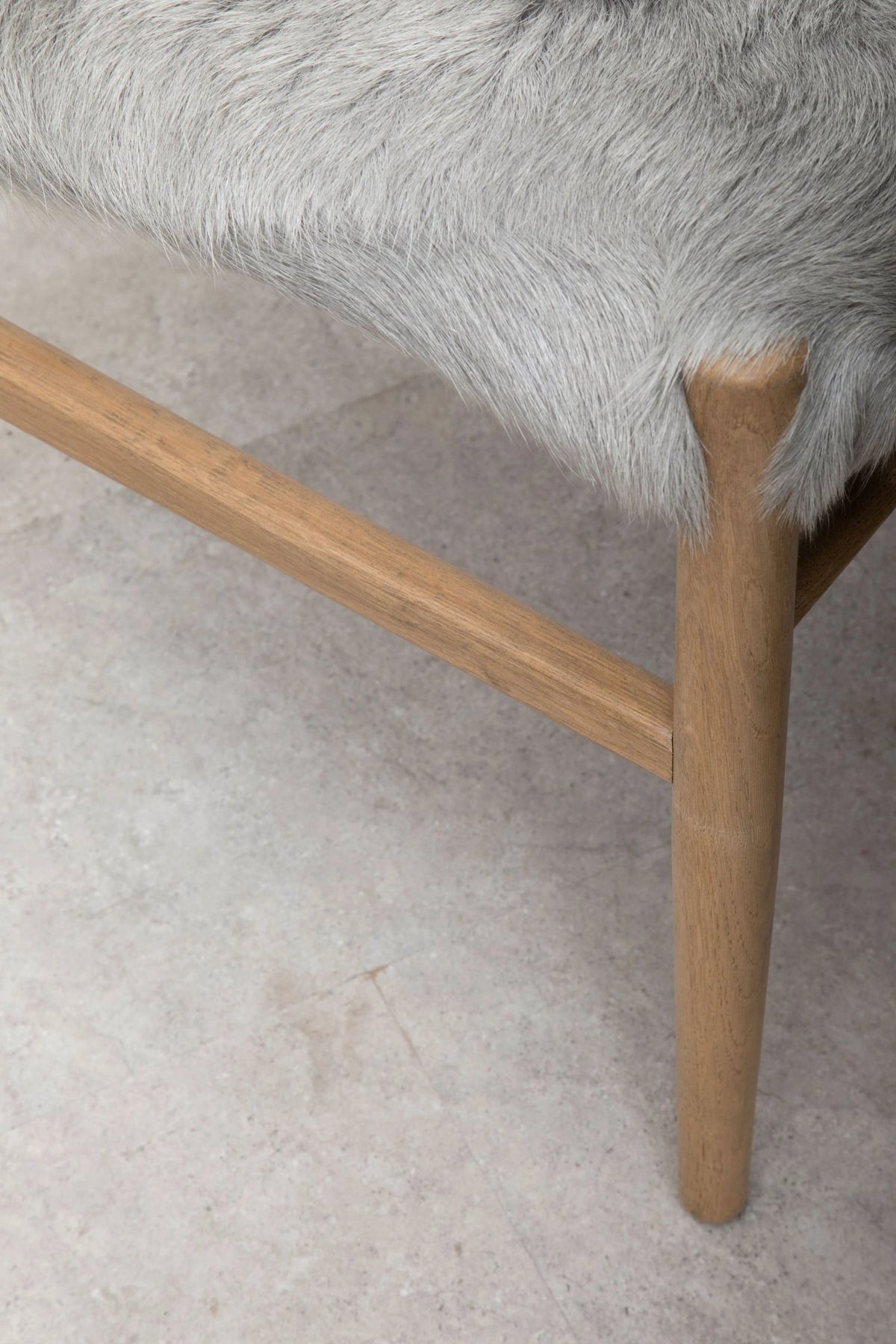 Selsey Natural Oak Wood and Grey Fur Dining Chair