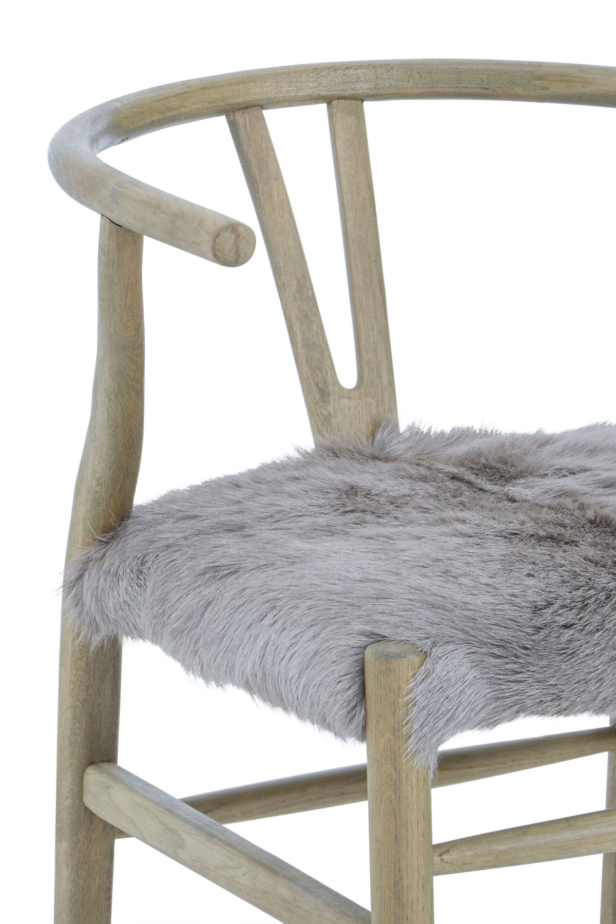 Selsey Natural Oak Wood and Grey Fur Dining Chair
