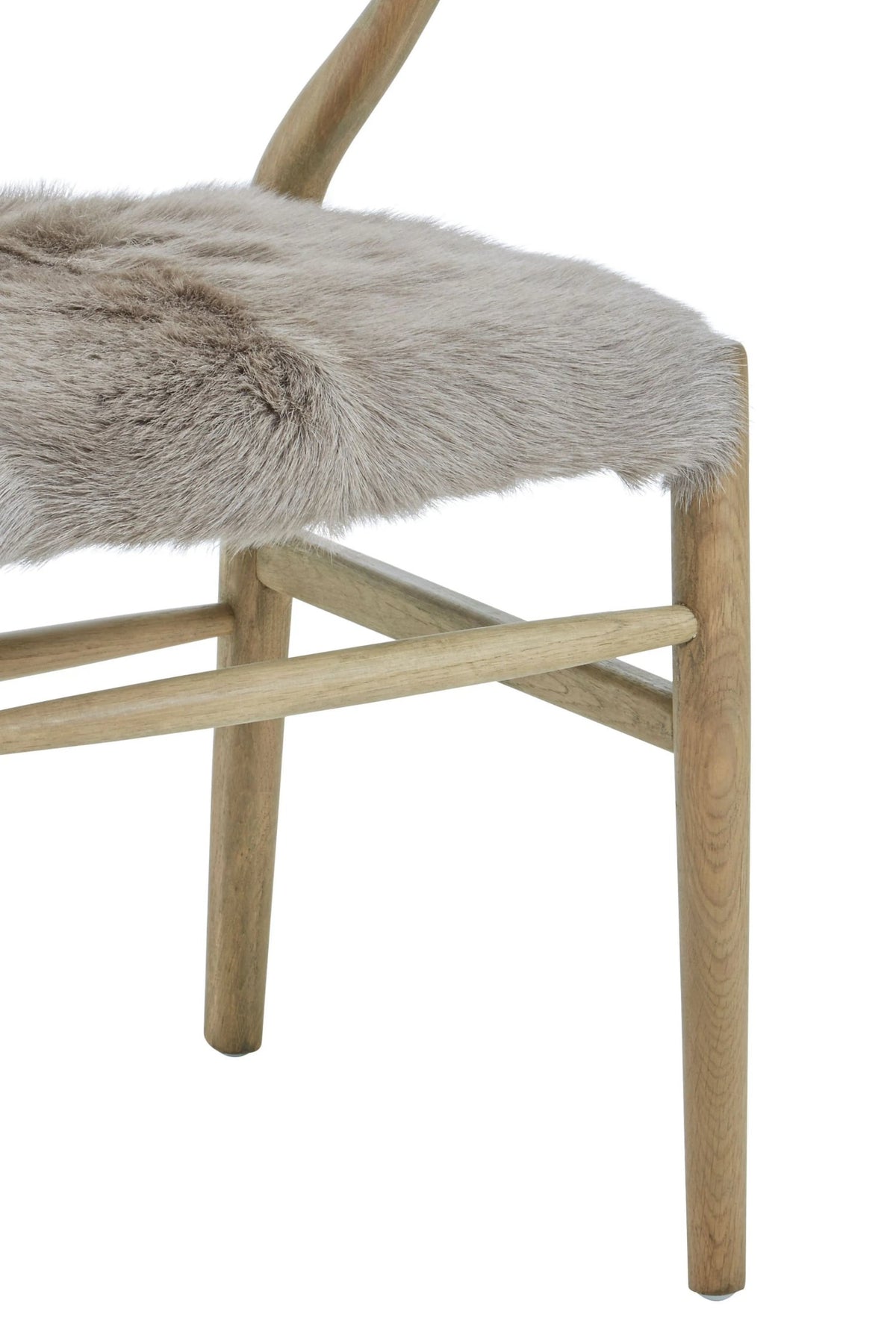 Selsey Natural Oak Wood and Grey Fur Dining Chair