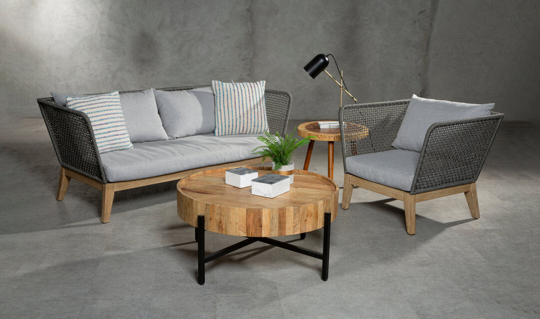 Bristol 3 Seat Grey Sofa with Wooden Legs