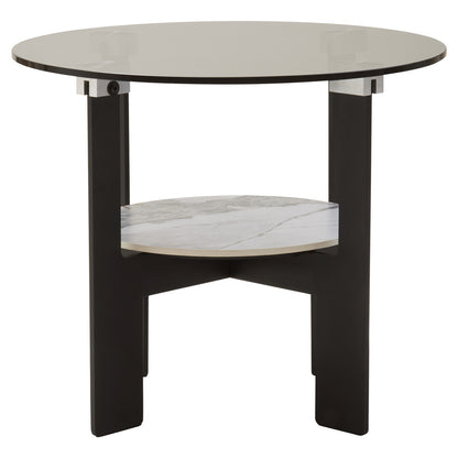 Aurora Grey Glass and Ceramic 2 Tier Small Coffee Table