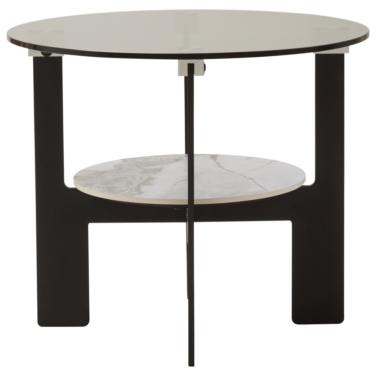 Aurora Grey Glass and Ceramic 2 Tier Small Coffee Table
