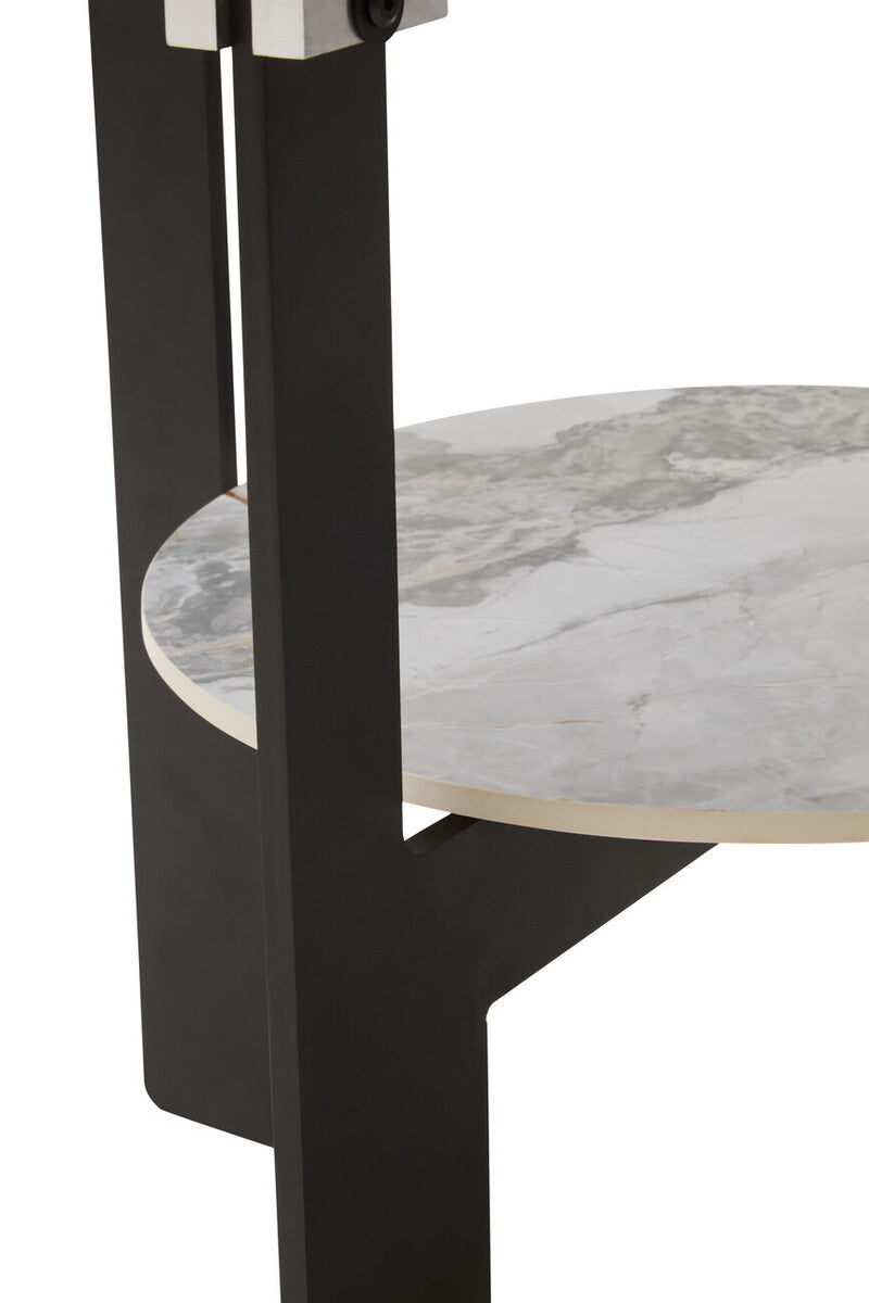 Aurora Grey Glass and Ceramic 2 Tier Small Coffee Table