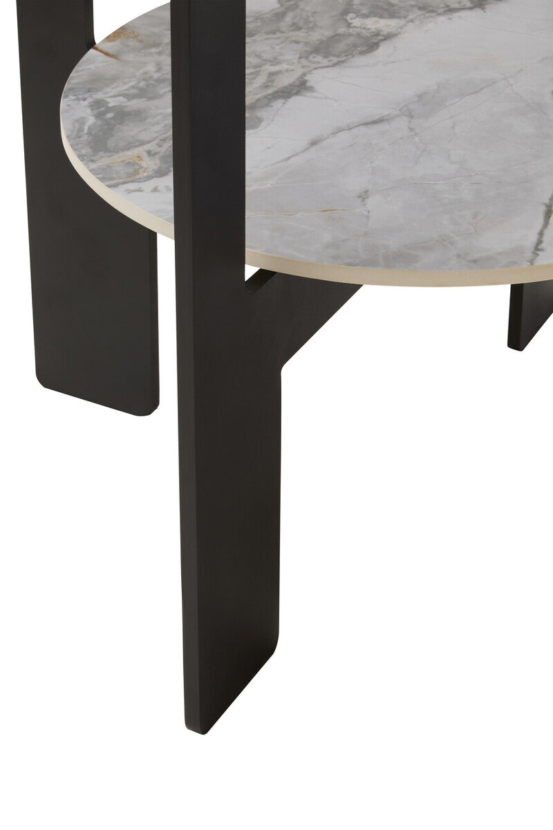 Aurora Grey Glass and Ceramic 2 Tier Small Coffee Table