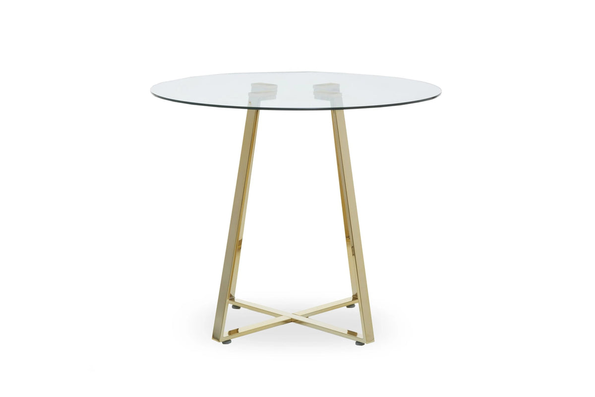 Halifax Round Glass Dining Table with Gold Finish Legs