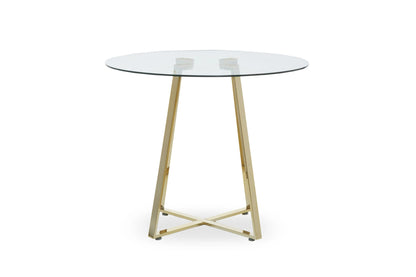 Halifax Round Glass Dining Table with Gold Finish Legs